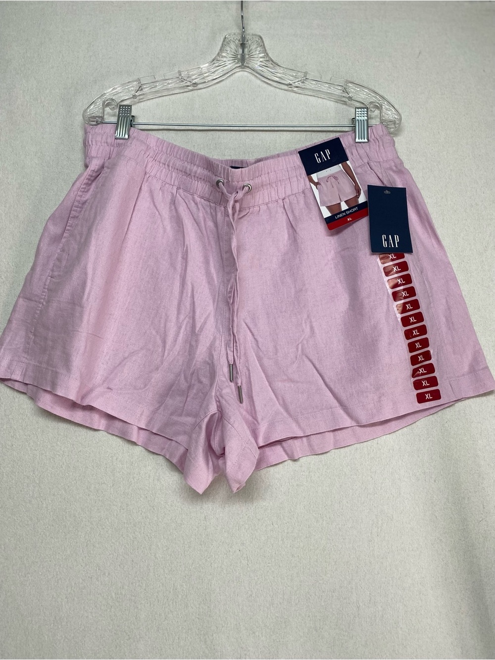 GAP Pink Linen-Blend Drawstring Elastic Drawstring XL Shorts Pockets Flowy Relax